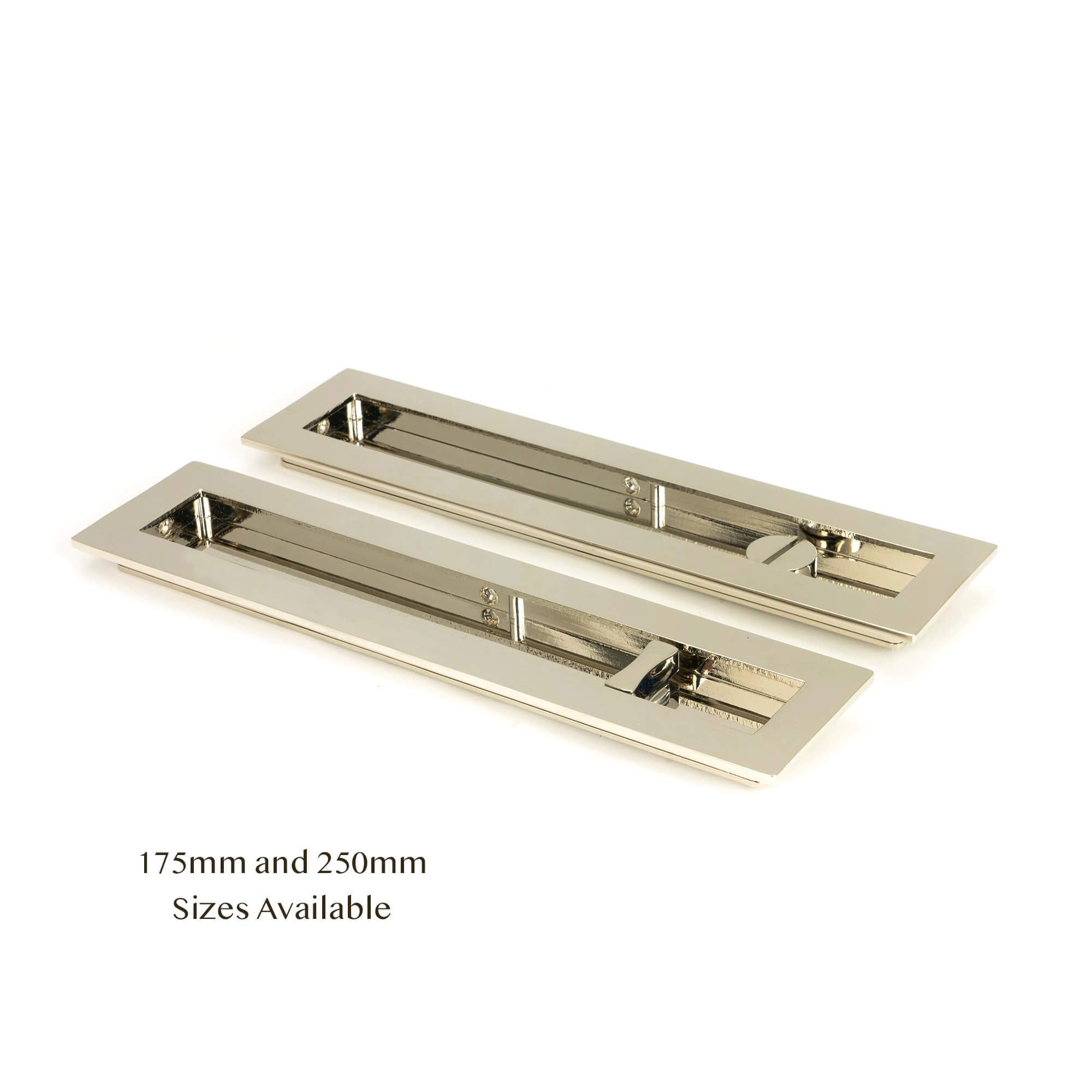Polished Nickel Plain Rectangular Sliding Door Pull - Privacy Set