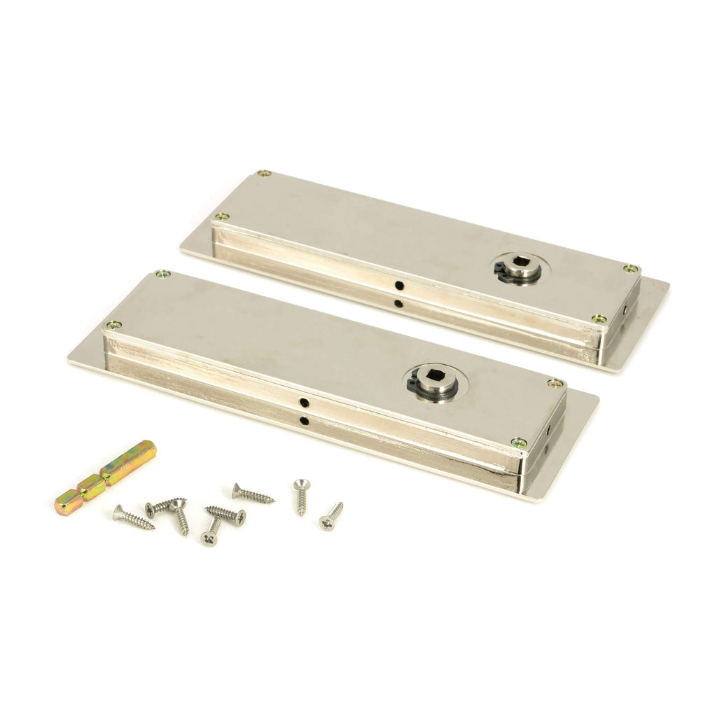 Polished Nickel Plain Rectangular Sliding Door Pull - Privacy Set