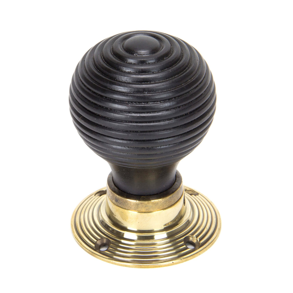 Ebonised Beehive Door Knobs - Aged Brass
