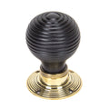 Ebonised Beehive Door Knobs - Aged Brass
