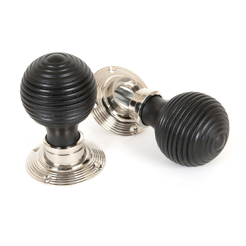 Ebonised Beehive Door Knobs - Polished Nickel