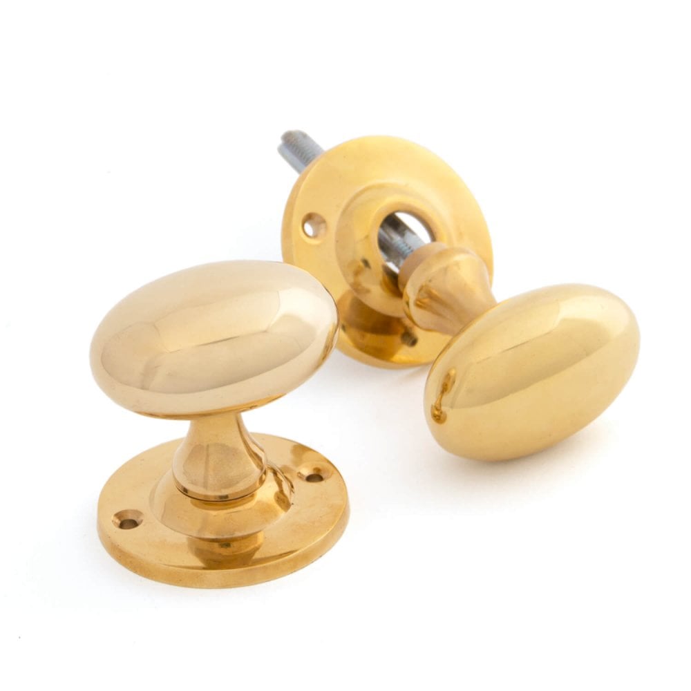 Brass Oval Mortice or Rim Knob Set