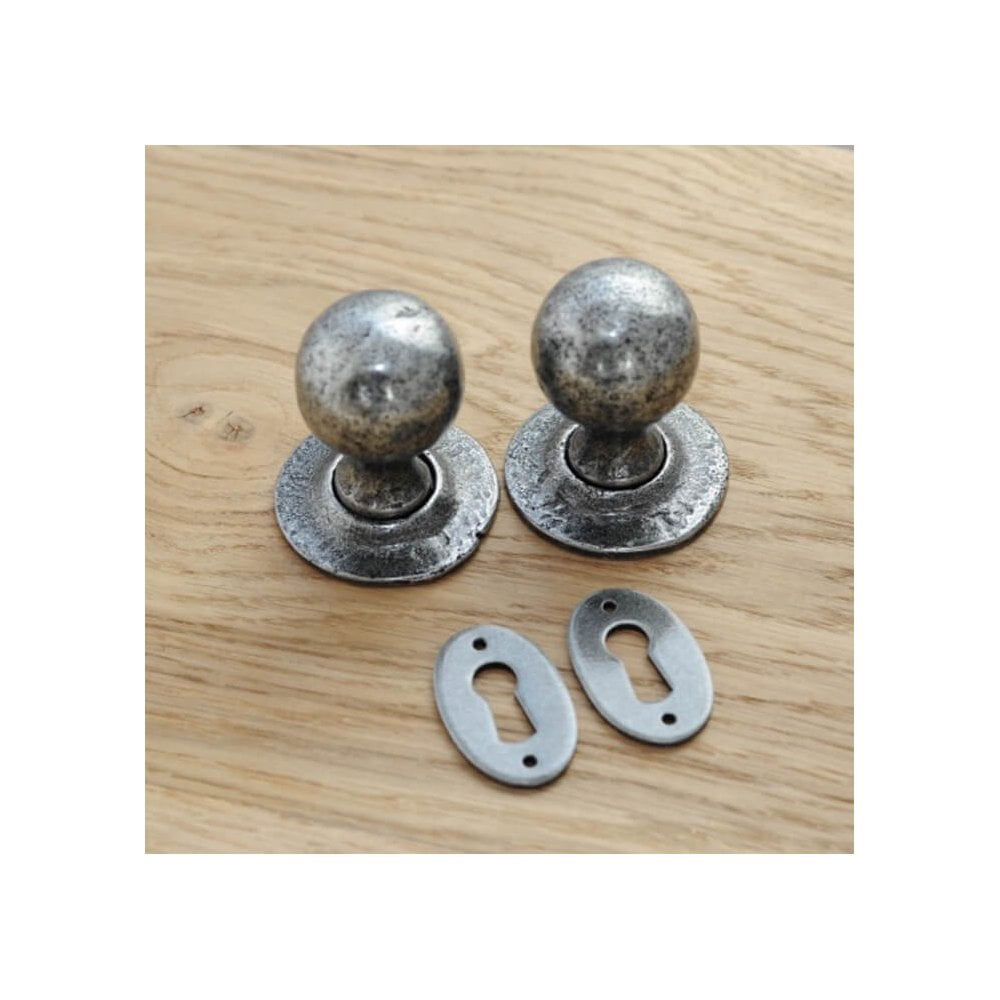 Round Mortice or Rim Knob Set - Black or Pewter
