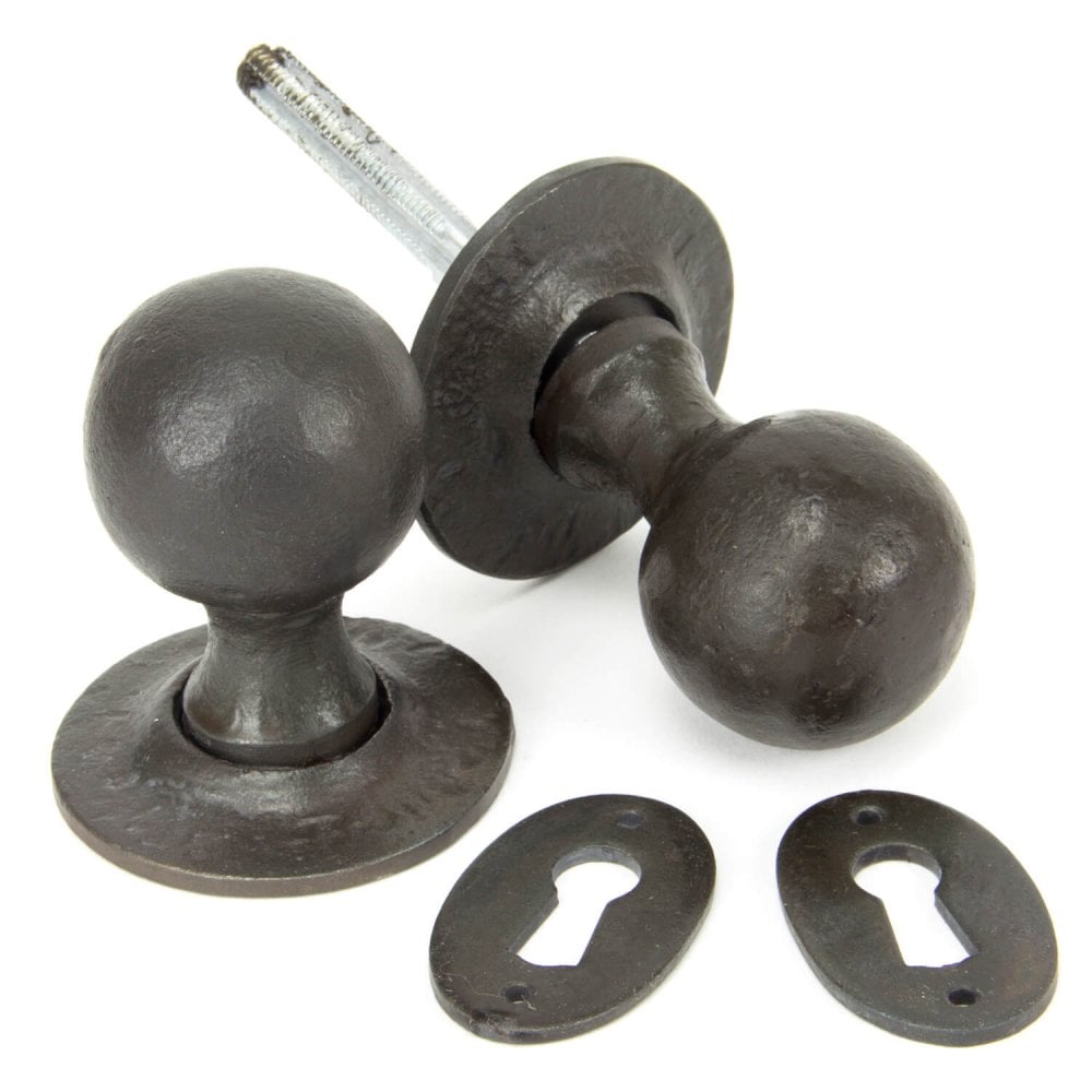 Round Mortice or Rim Knob Set - Black or Pewter