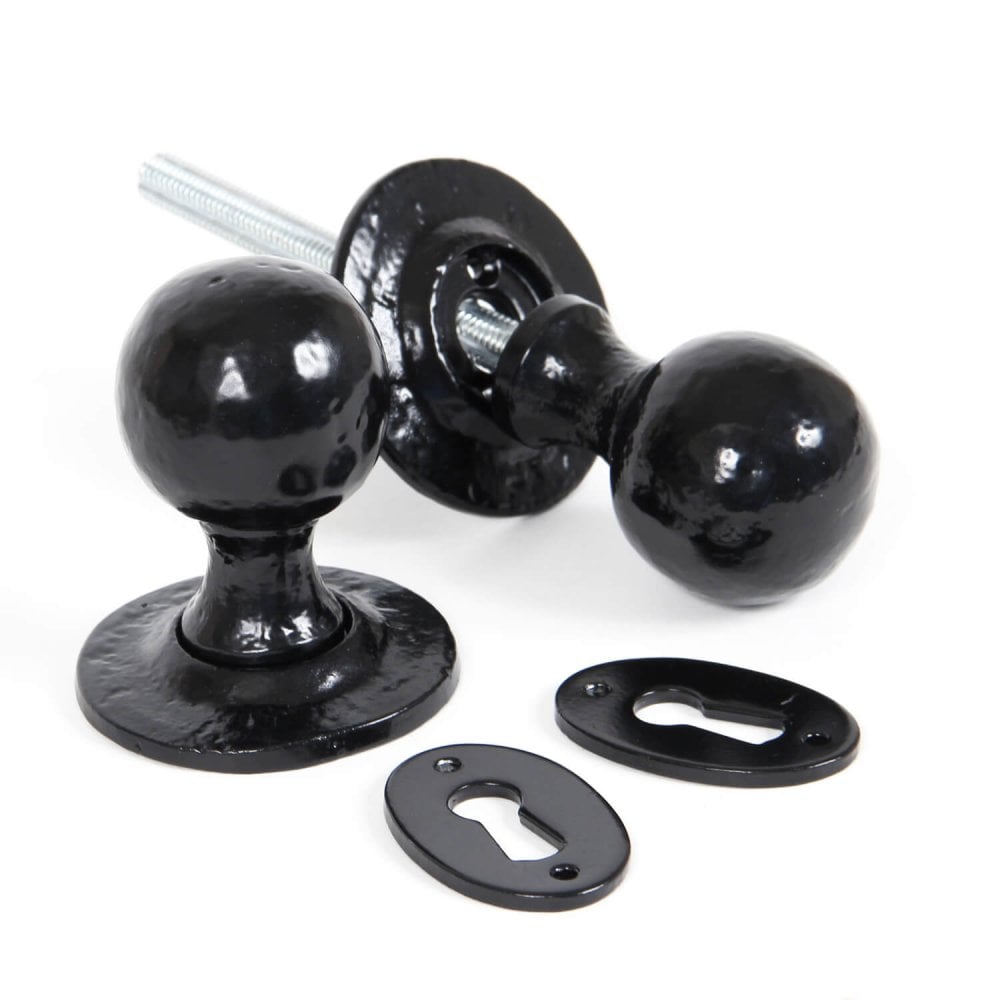 Round Mortice or Rim Knob Set - Black or Pewter