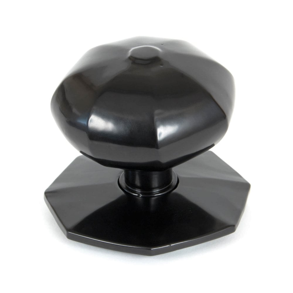 Octagonal Centre Door Knob - Black or Pewter