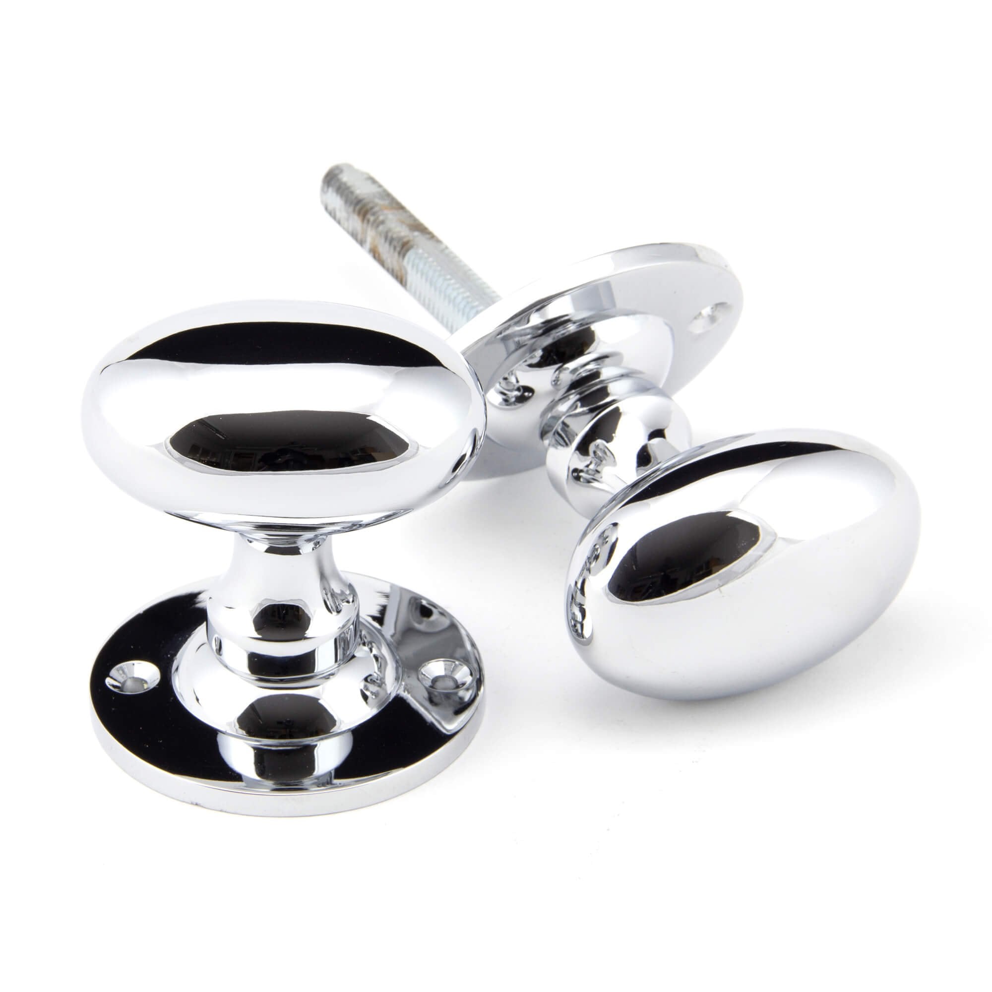 Chrome Oval Mortice or Rim Knob Set