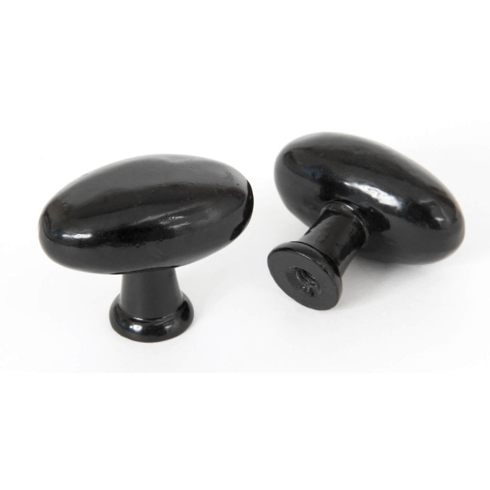 Black or Pewter Oval Cupboard Knobs