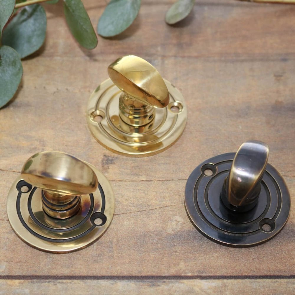 Round Bathroom Thumbturn - Brass