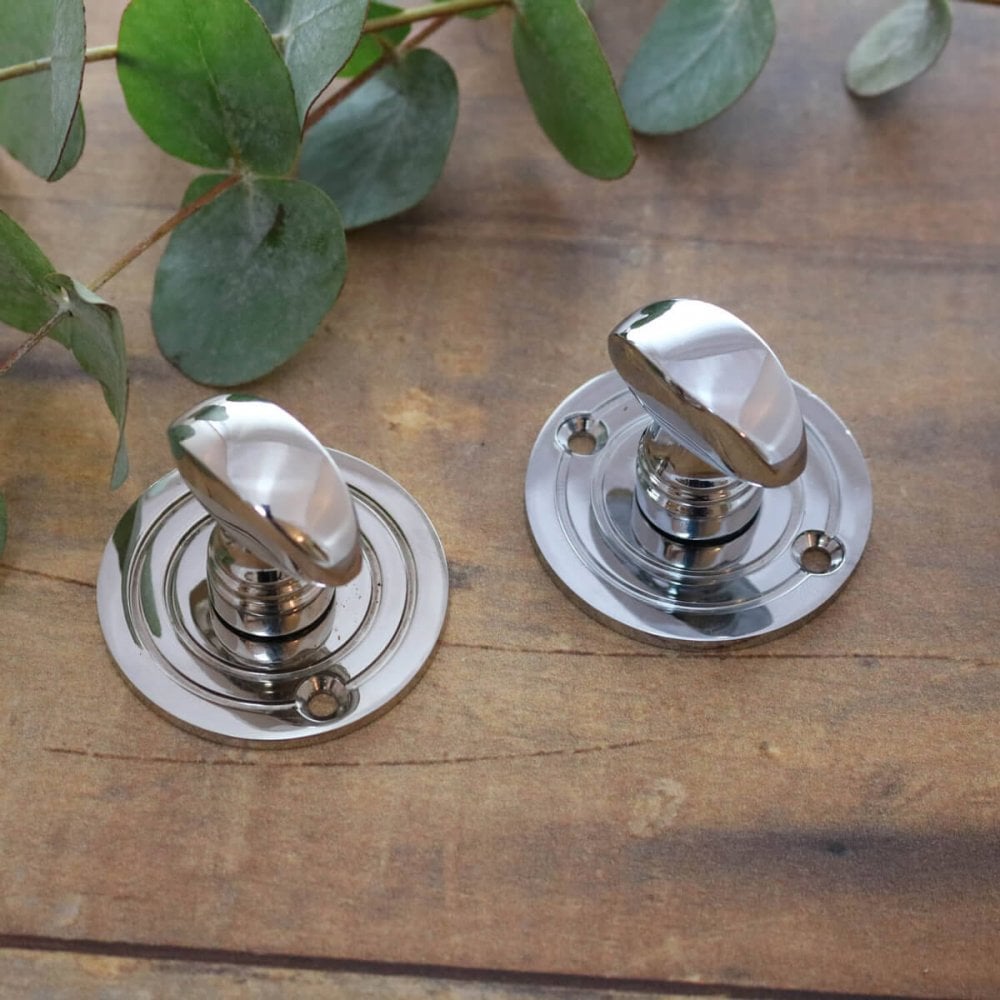 Polished Nickel or Chrome Round Bathroom Thumbturn