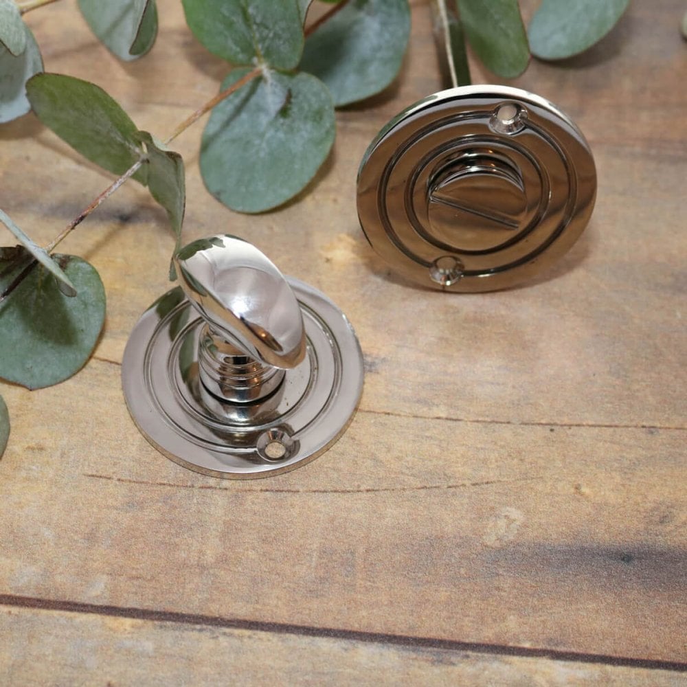 Polished Nickel or Chrome Round Bathroom Thumbturn