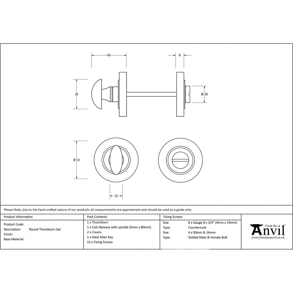 Polished Nickel Round Thumbturn Set