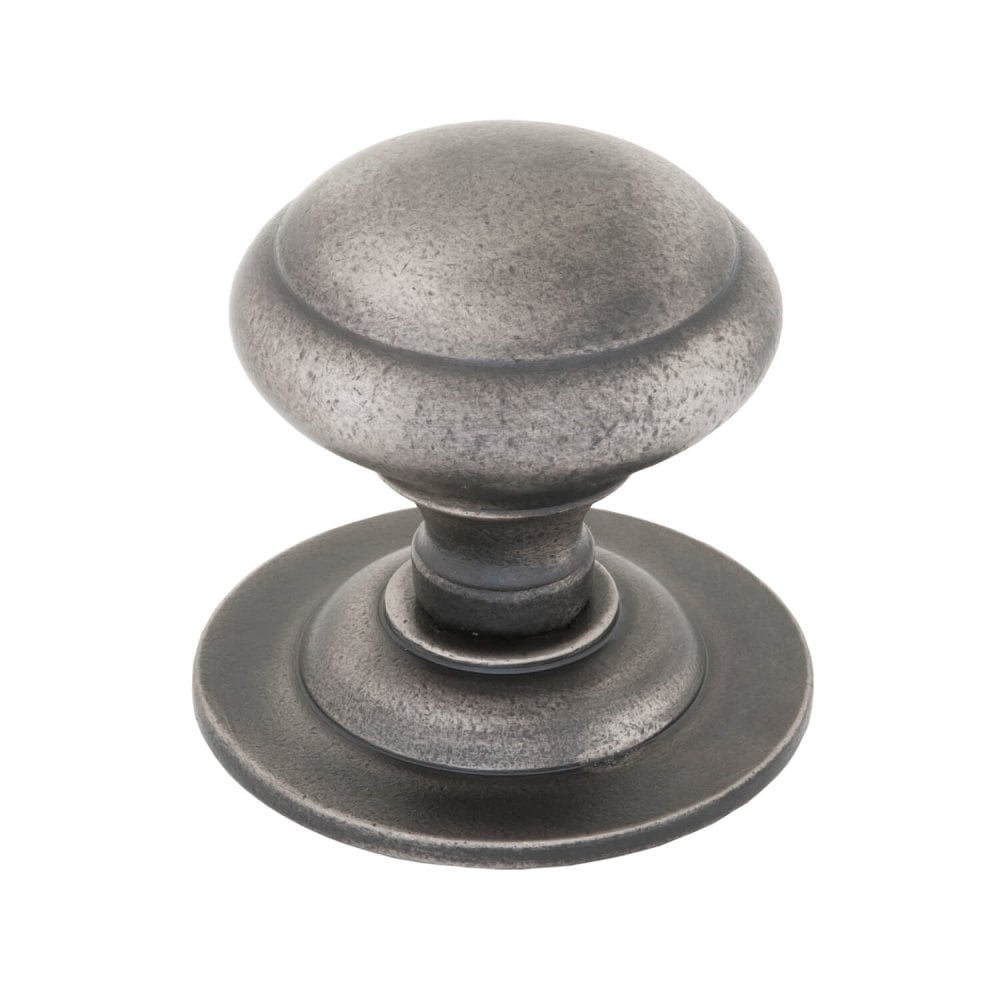 Plain Round Centre Door Knob - Black or Antique Pewter