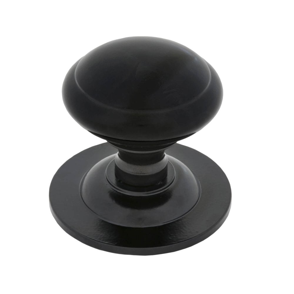 Plain Round Centre Door Knob - Black or Antique Pewter