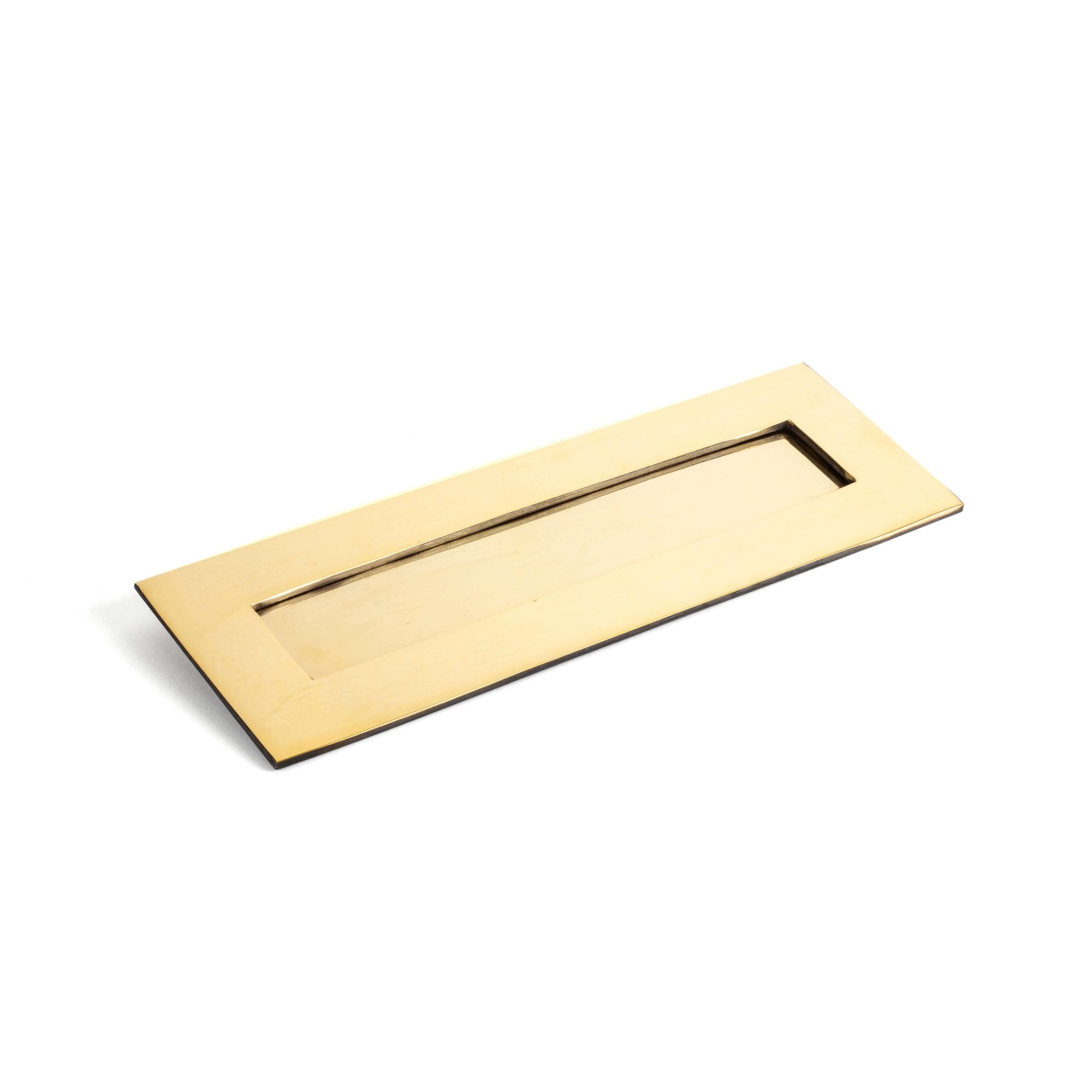 Period Aged Brass Letter Plate and Cover