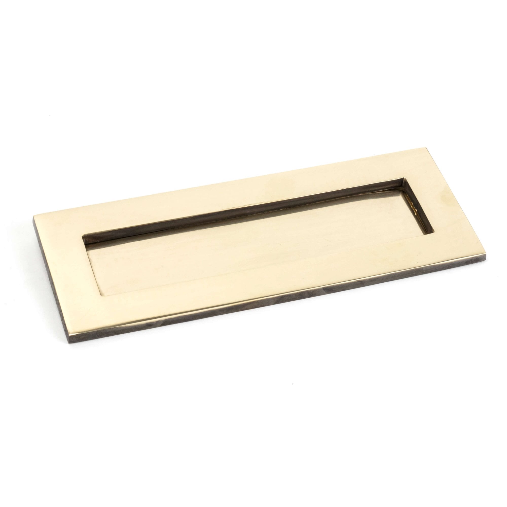 Period Aged Brass Letter Plate and Cover