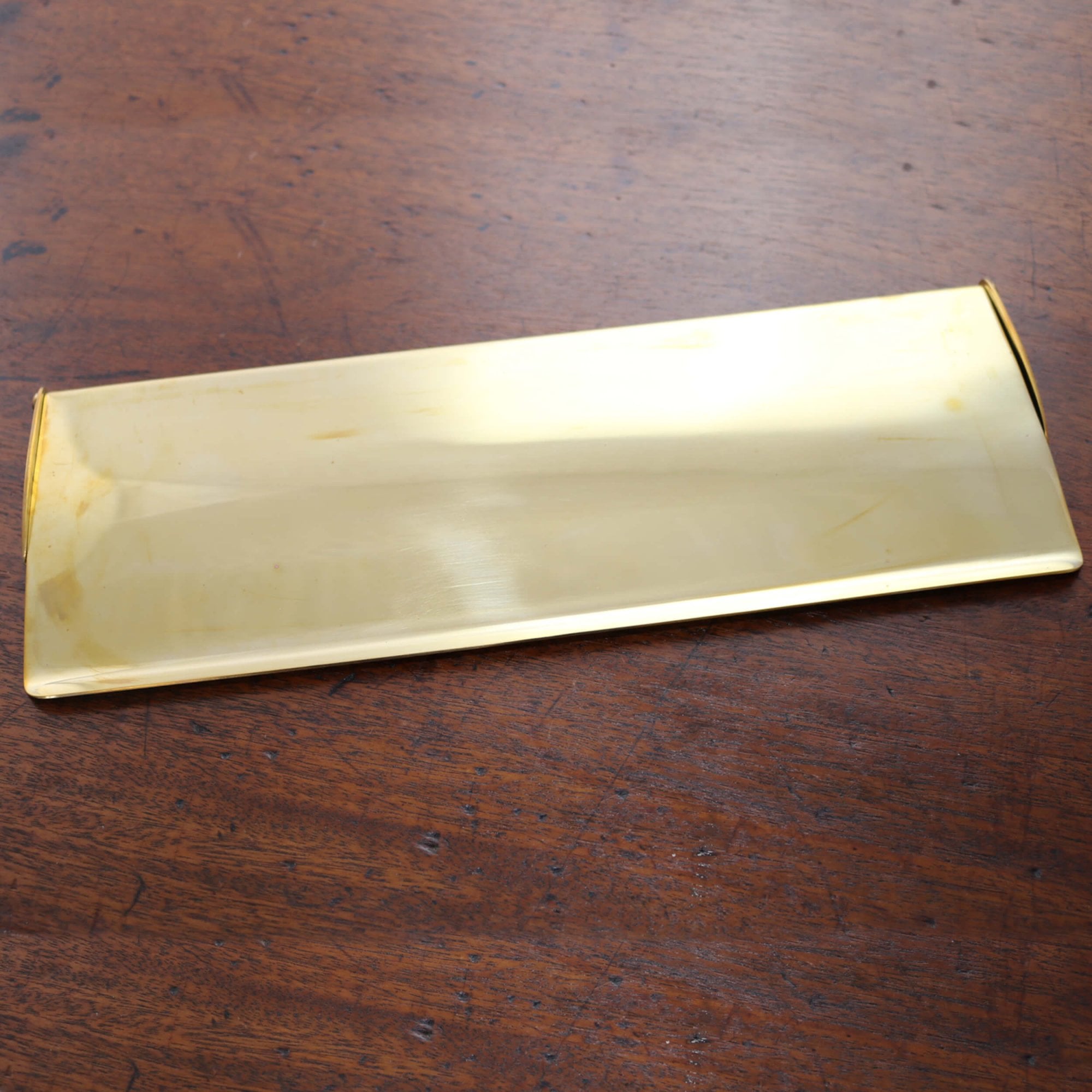 Period Aged Brass Letter Plate and Cover