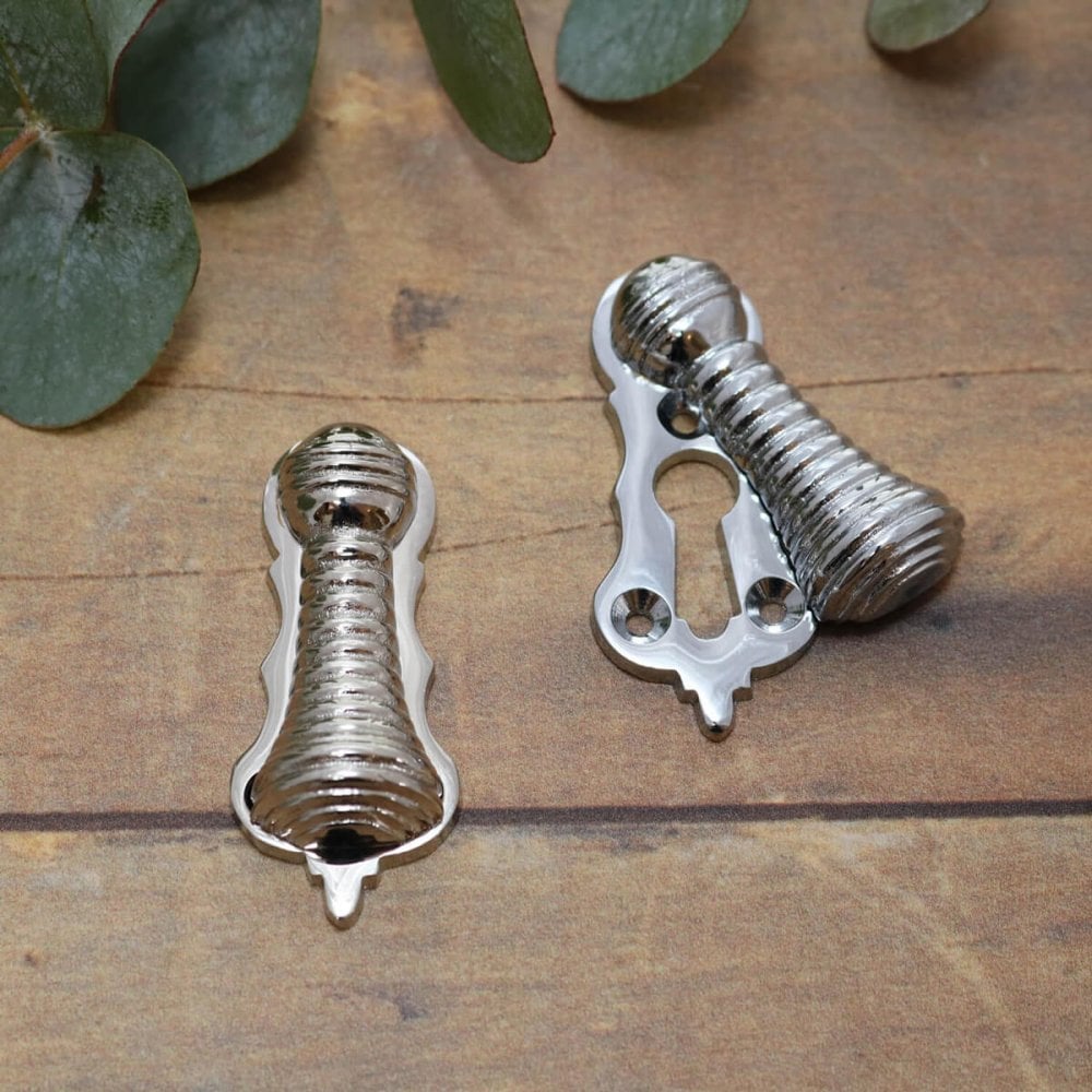 Polished Nickel or Chrome Shaped Beehive Escutcheon