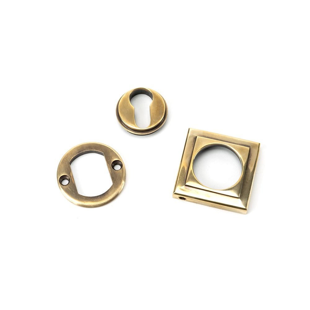 Aged Brass Square Euro Escutcheon