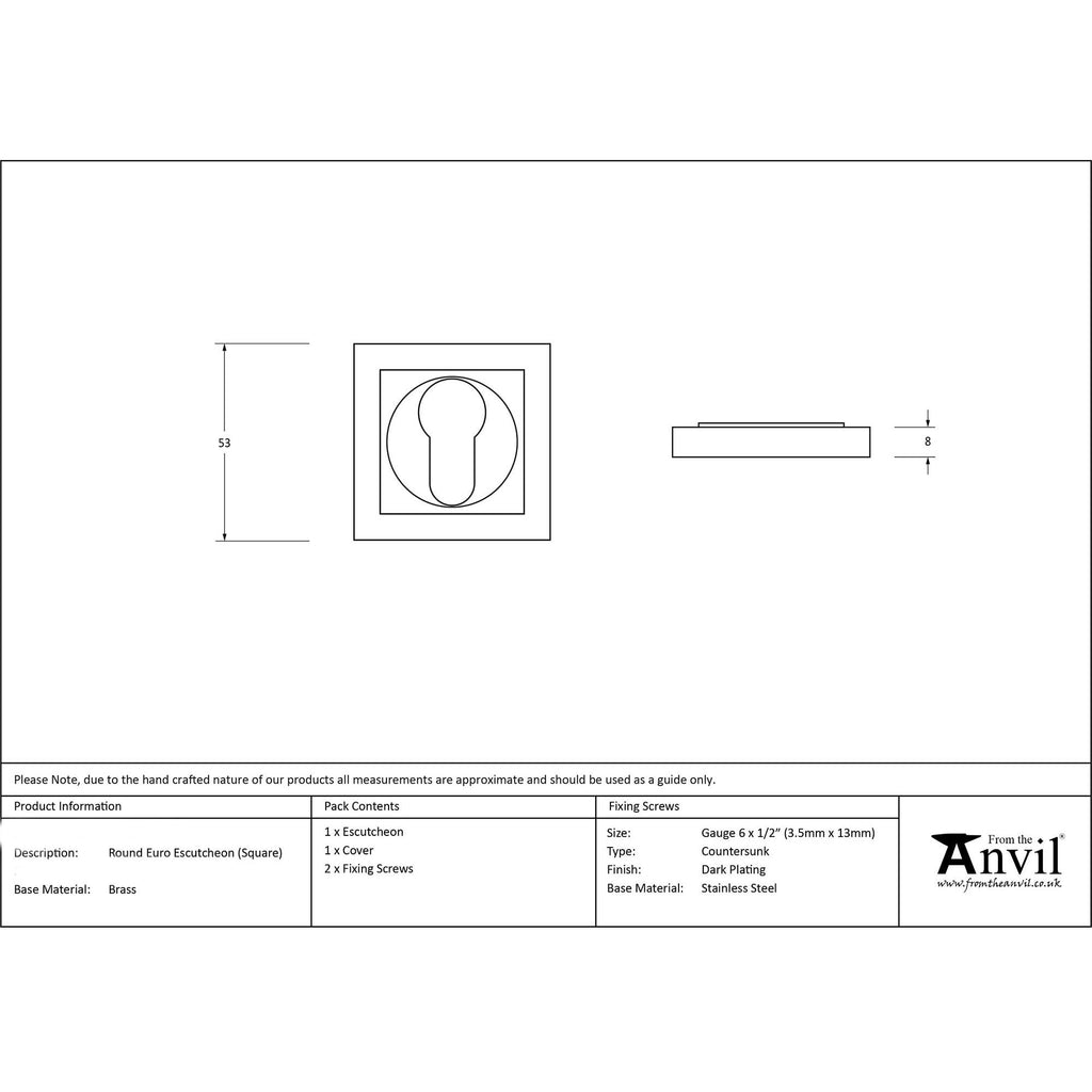 Aged Brass Square Euro Escutcheon