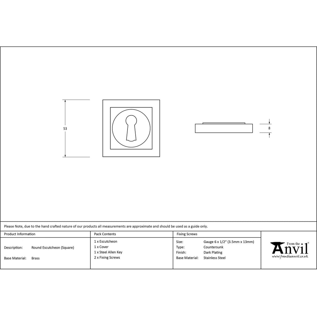 Aged Brass Square Open Escutcheon
