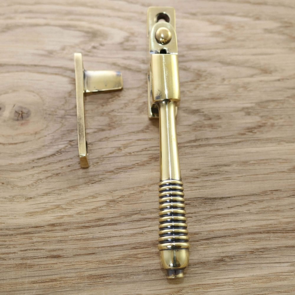 Aged Brass Reeded Night Vent Fastener