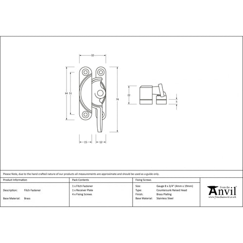 Aged Bronze Fitch Fastener