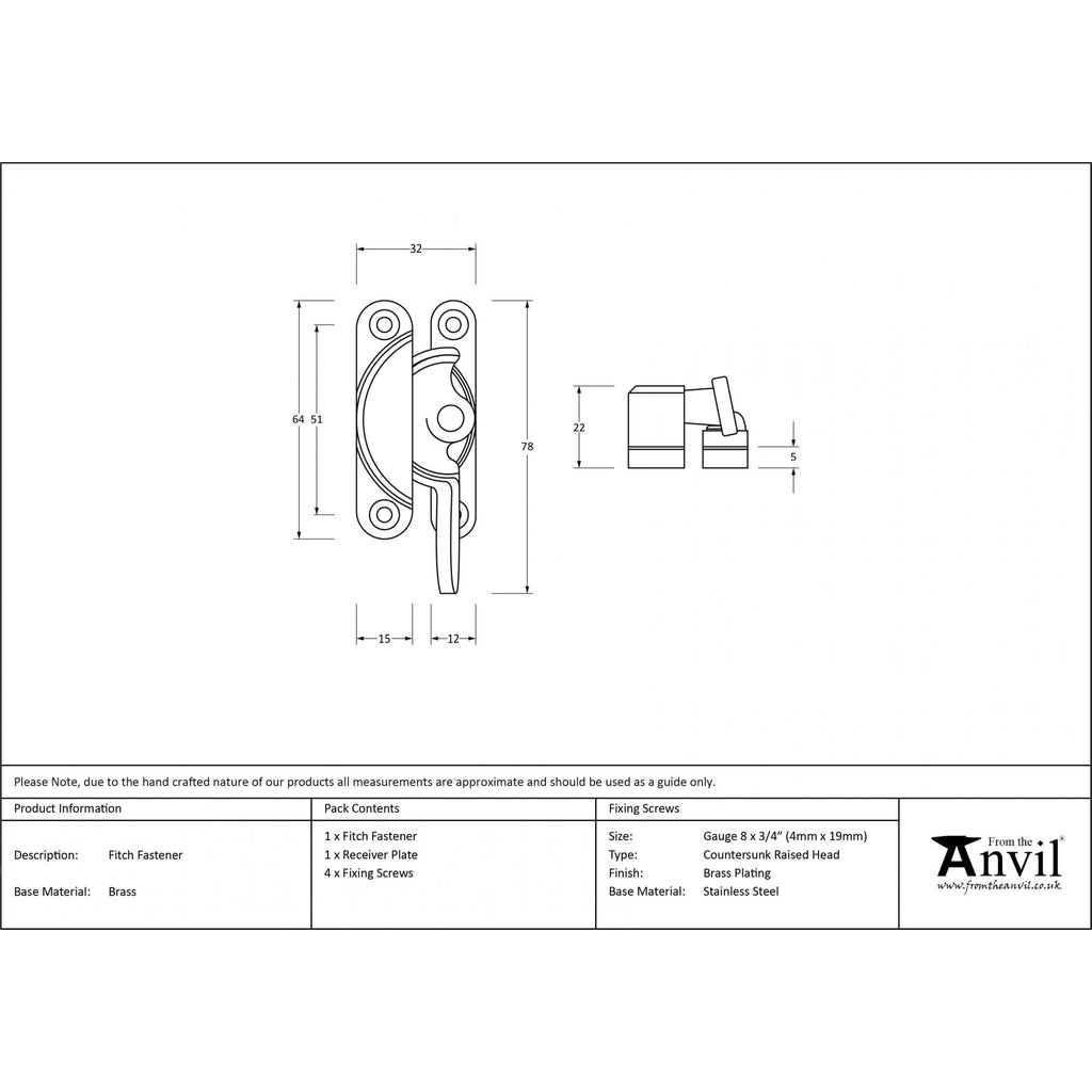 Aged Brass Fitch Fastener