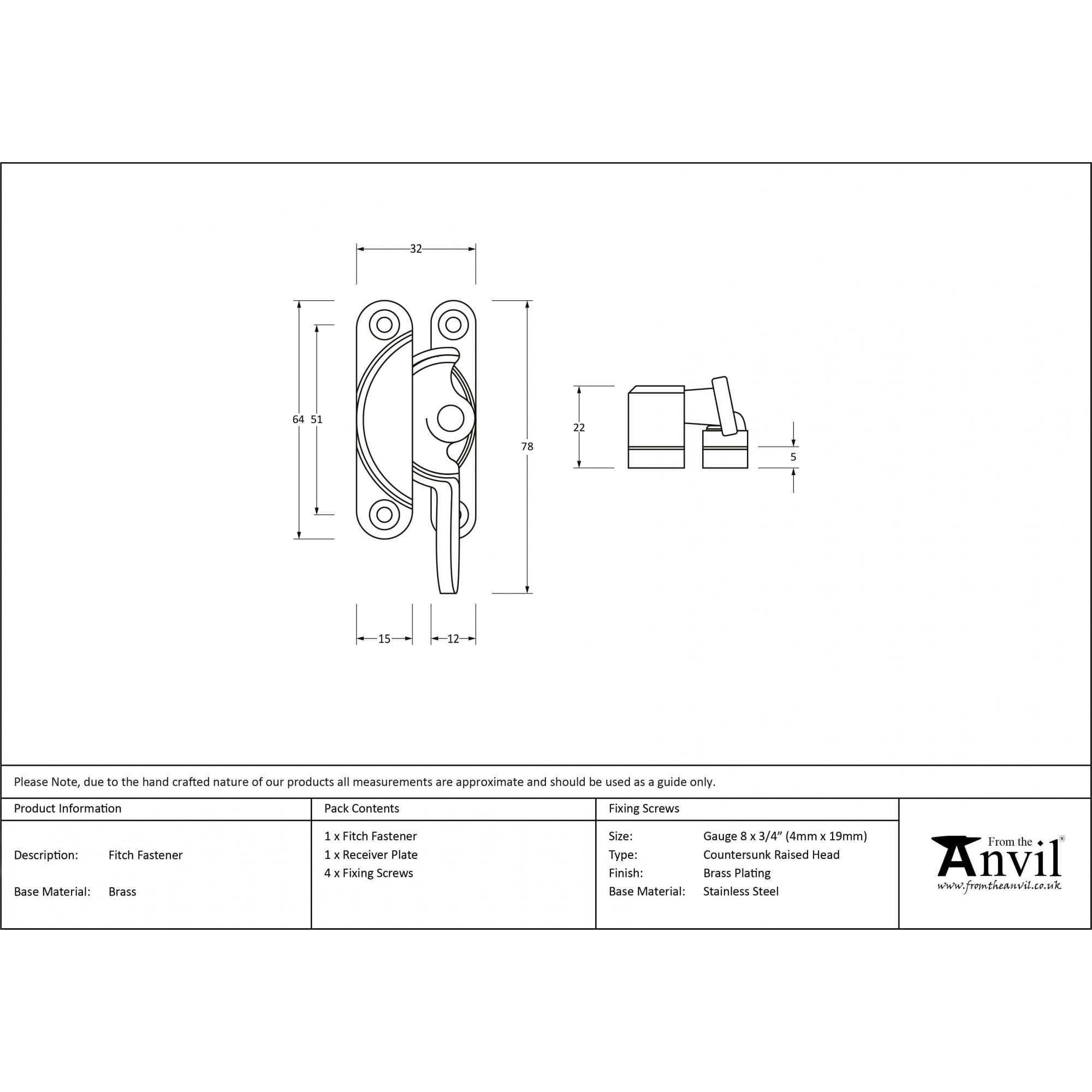Aged Brass Fitch Fastener