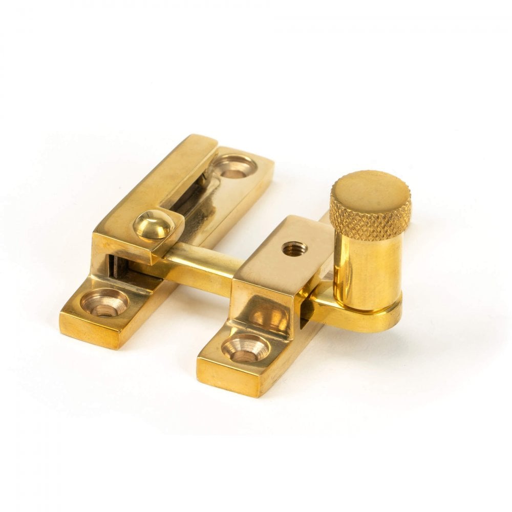 Polished Brass Unlacquered Brompton Quadrant Sash Fastener - Narrow