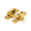 Polished Brass Unlacquered Mushroom Quadrant Sash Fastener - Narrow