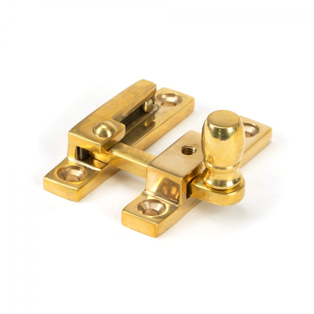 Polished Brass Unlacquered Mushroom Quadrant Sash Fastener - Narrow