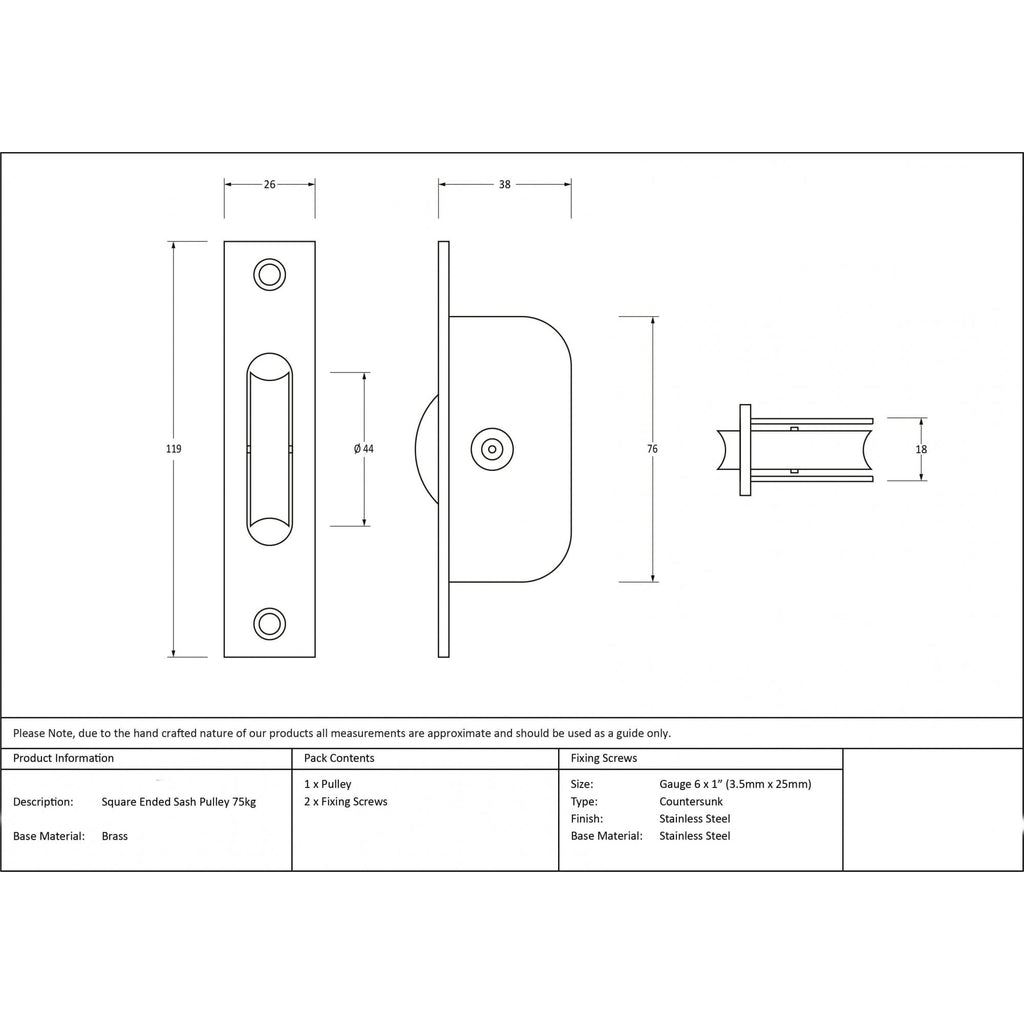 Traditional Chrome Box Sash Pulley