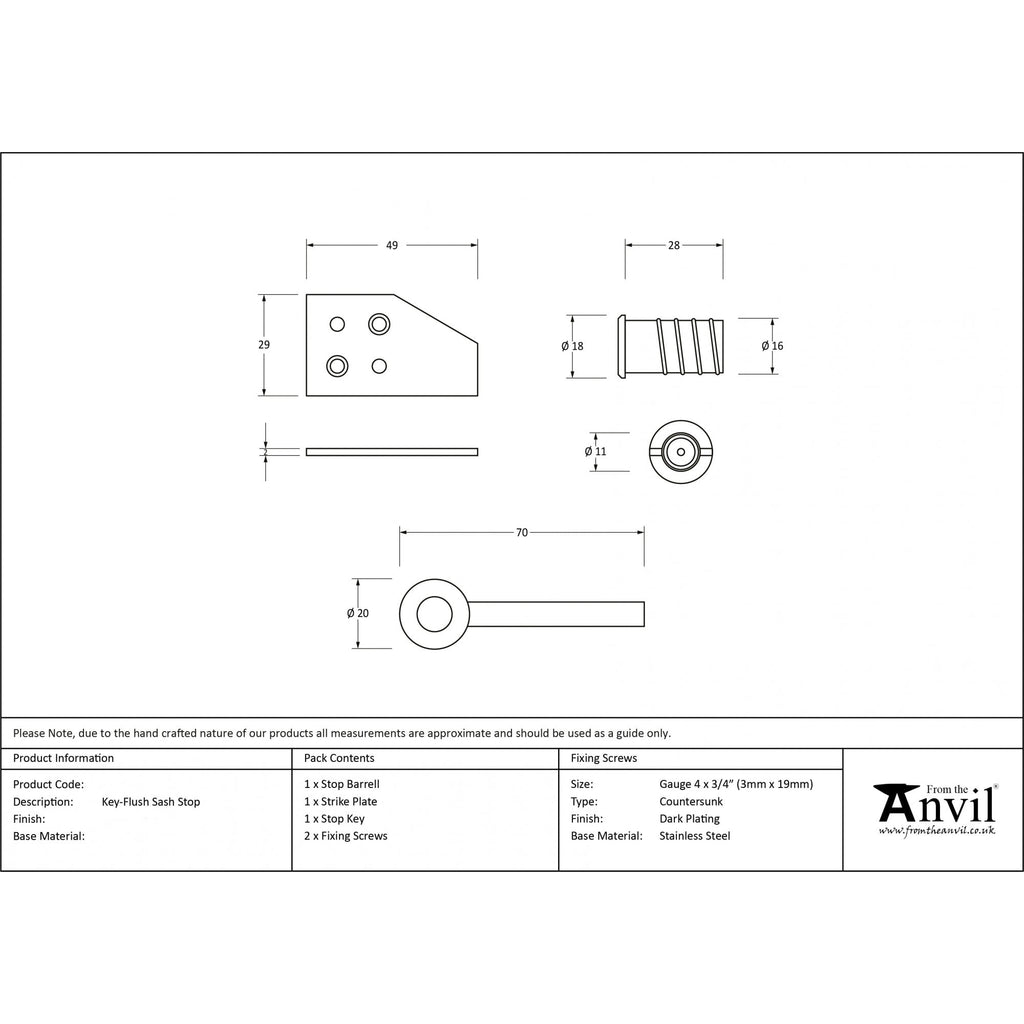 Key Flush Sash Stops