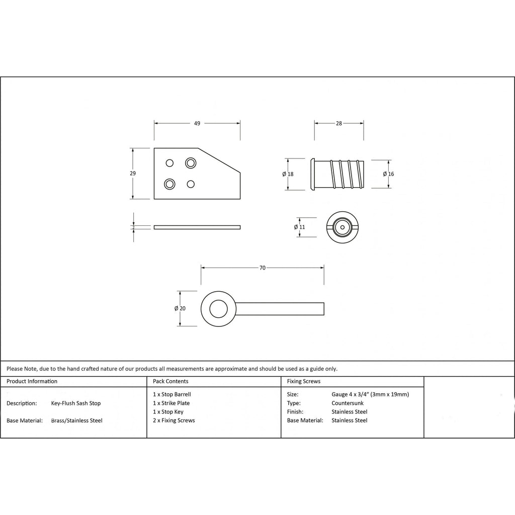 Polished Nickel Key Flush Sash Stops