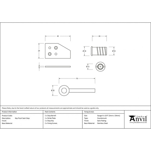 Aged Bronze Flush Sash Stop