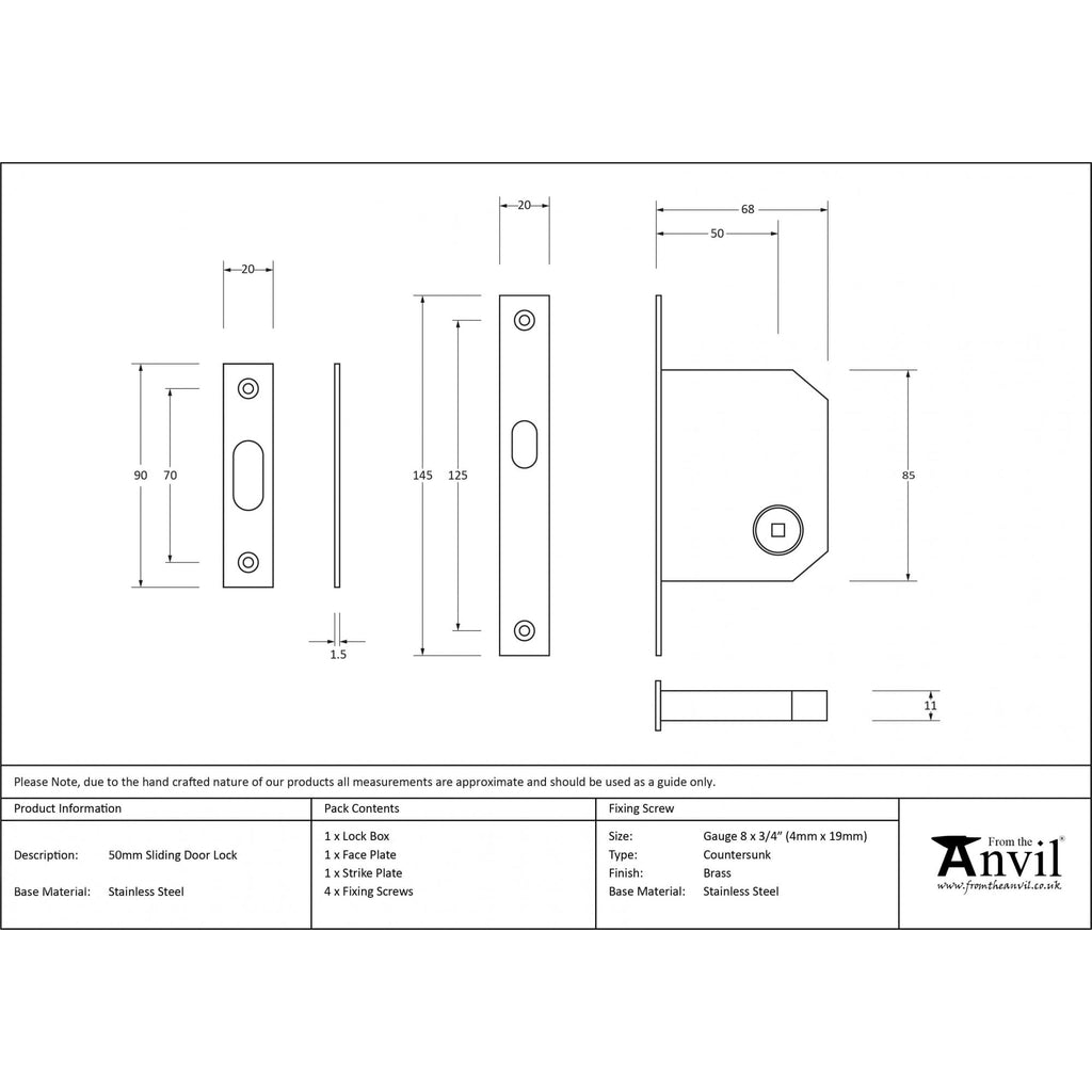 Sliding Pocket Door Lock - Aged Bronze