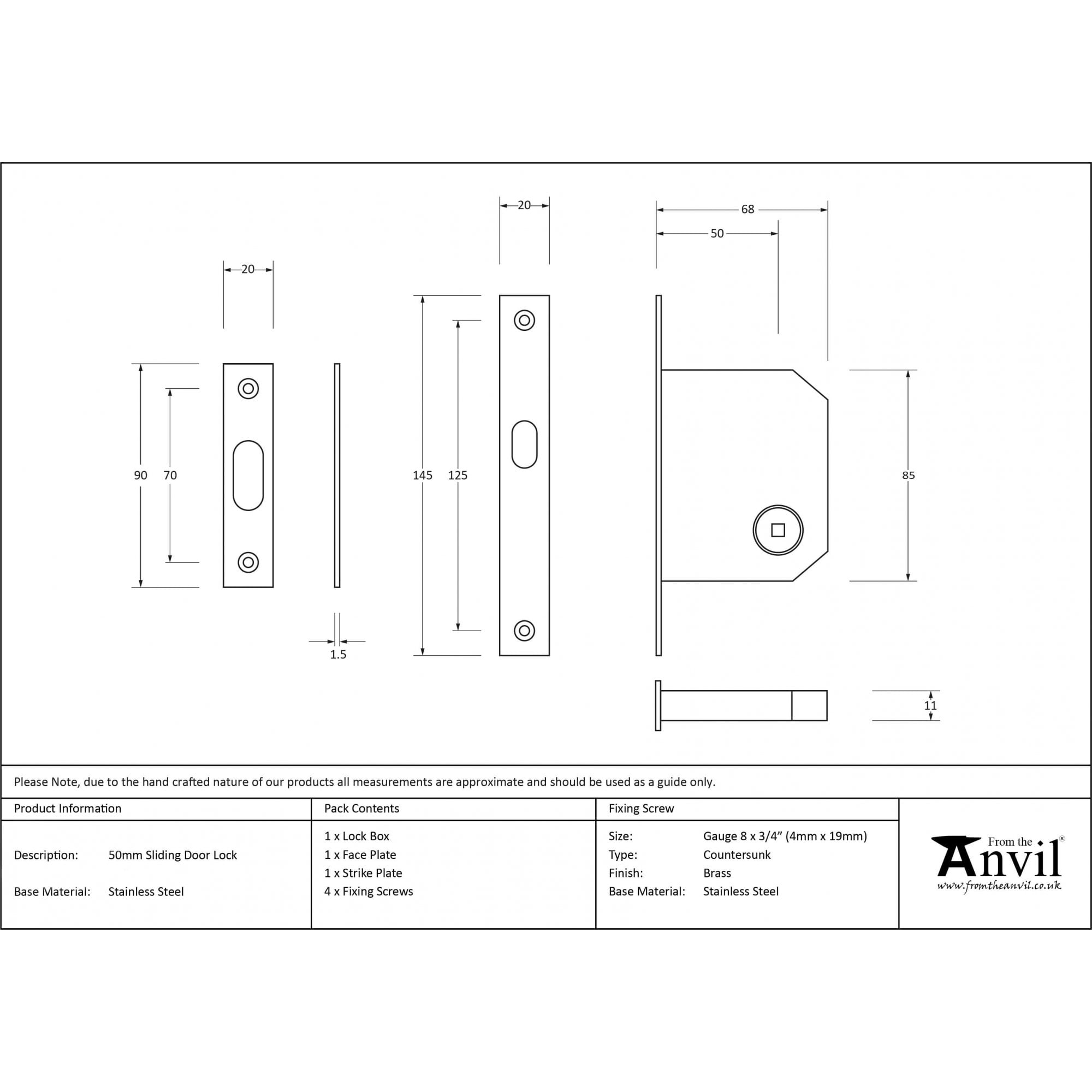 Sliding Pocket Door Lock - PVD