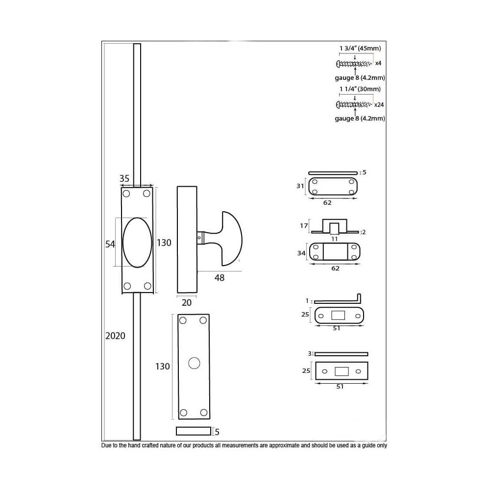 Pewter Locking Cremone Bolt