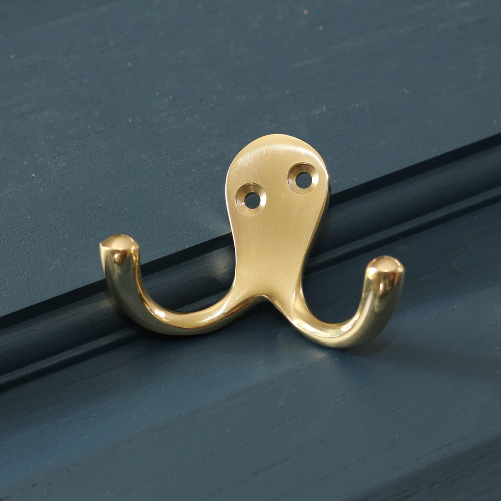 Unlacquered Brass Double Robe Hook