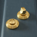 Bathroom Privacy Set on Reeded Covered Rose - Unlacquered Brass