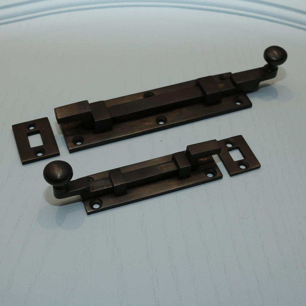 Real Aged Bronze Cranked Door Bolts