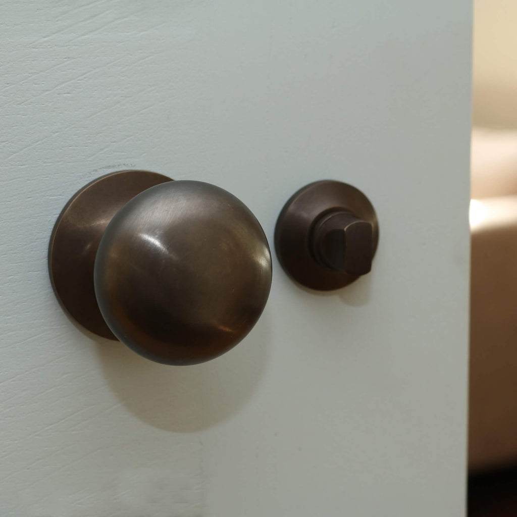 Real Aged Bronze Hatton Cushion Door Knob