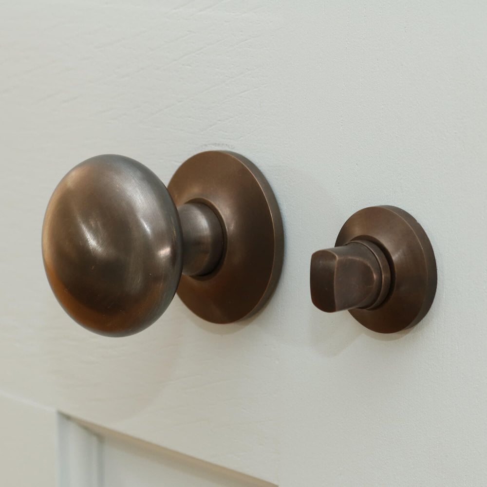 Real Aged Bronze Hatton Cushion Door Knob