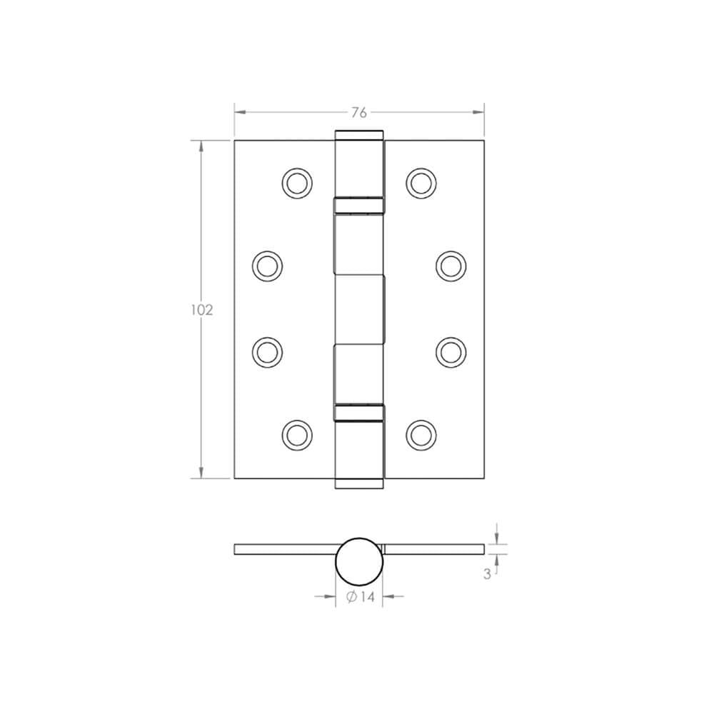Ball Bearing Butt Hinge - 4 x 3 Inch