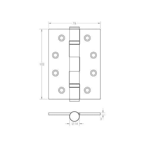 Ball Bearing Butt Hinge - 4 x 3 Inch